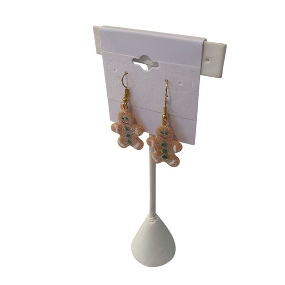 Gingerbread Man Christmas Cookie Earrings - Picture 3 of 6